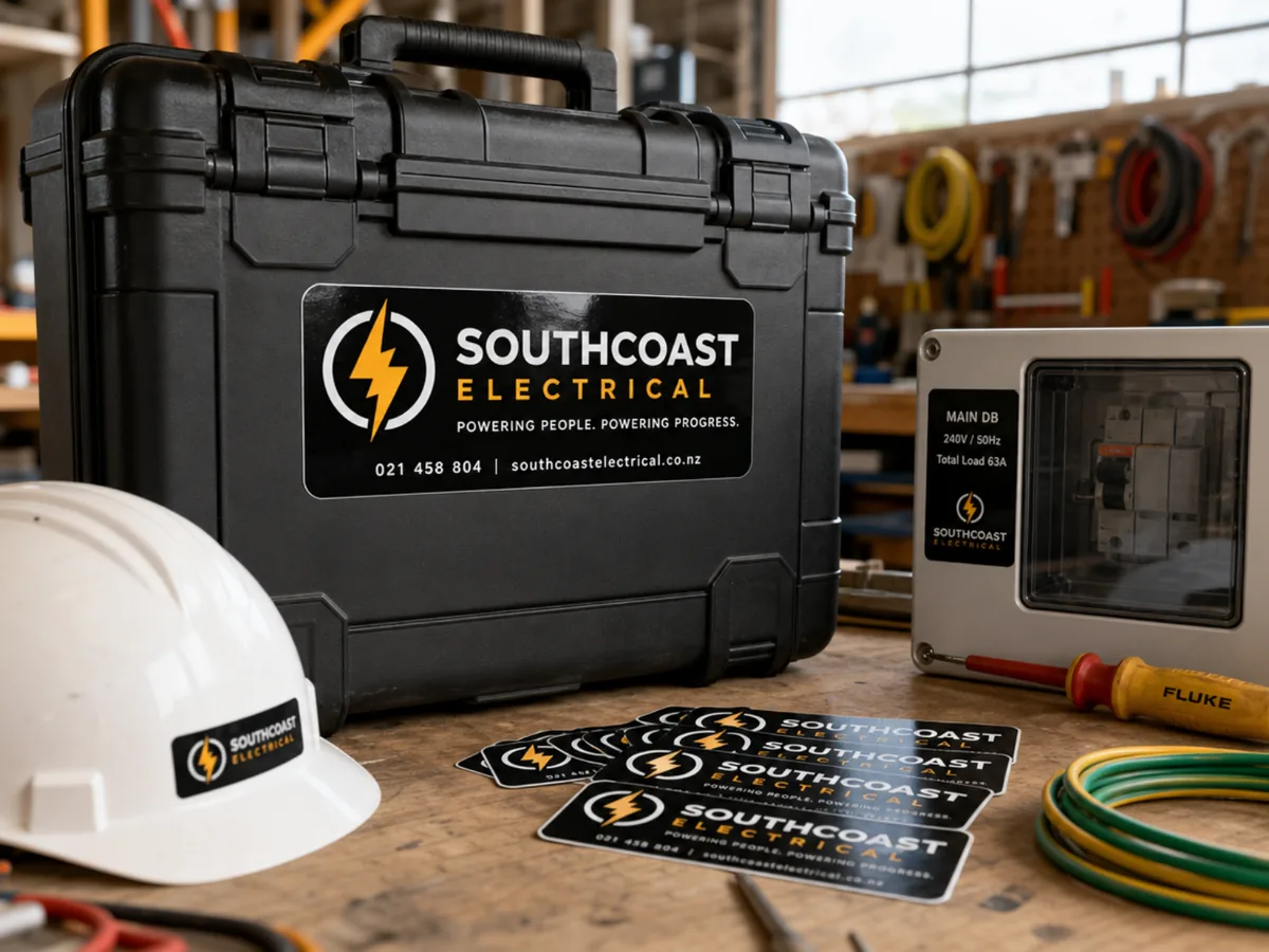 Example of durable custom stickers for trades businesses