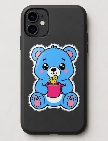 Blue Teddy sticker shown in real-world use