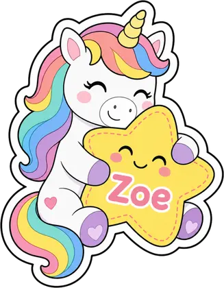 Example personalised unicorn sticker
