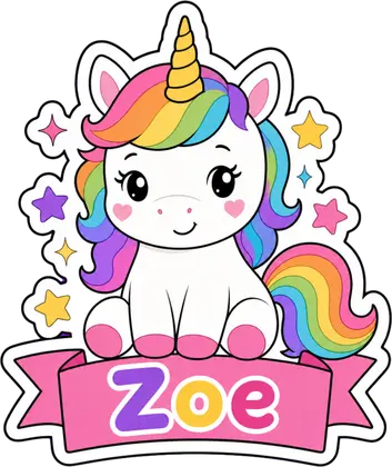 Personalised unicorn sticker example: Name Banner