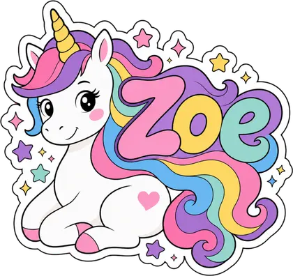Example personalised unicorn name sticker