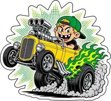 Yellow Hot Rod sticker