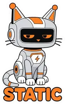 Static Cat robot family sticker