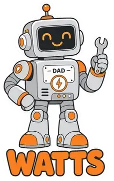 Watts Dad robot family sticker