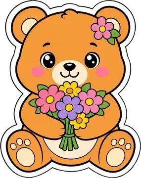 Flower Power Teddy sticker