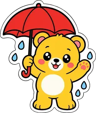 Rainy Day Teddy sticker