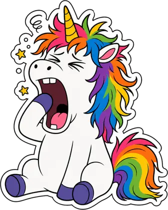 Big Yawn unicorn sticker
