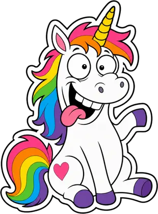 Crazy Grin unicorn sticker