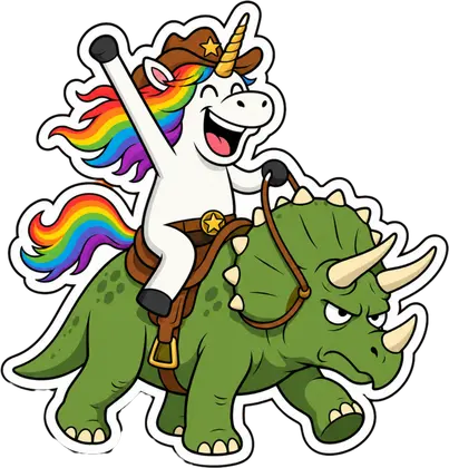 Dinosaur Rider unicorn sticker