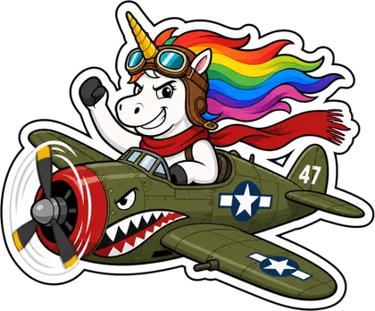 Fighter Plane unicorn sticker