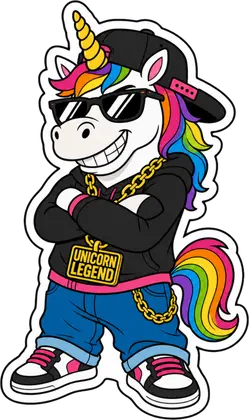 Hip Hop Legend unicorn sticker