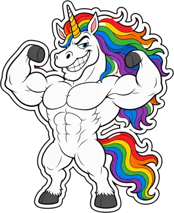 Muscle Flex unicorn sticker