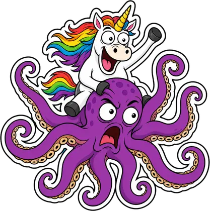 Octopus Rider unicorn sticker