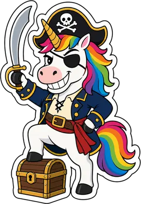 Pirate unicorn sticker