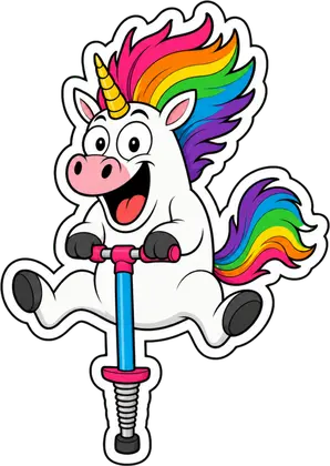 Pogo Stick unicorn sticker