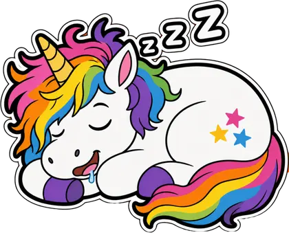 Sleepy unicorn sticker